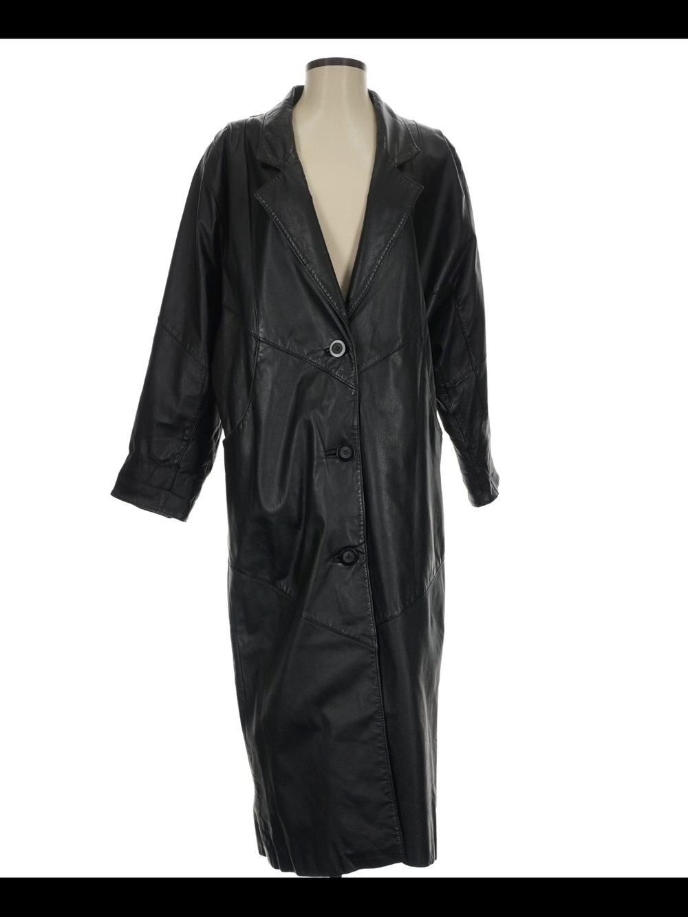 Avanti Black Long Leather Coat - Women's Jacket